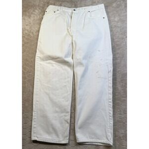 VTG Levis 501 90s USA XX Straight Leg White Jeans Tag 40x30 Fits 38x28 PAINTED